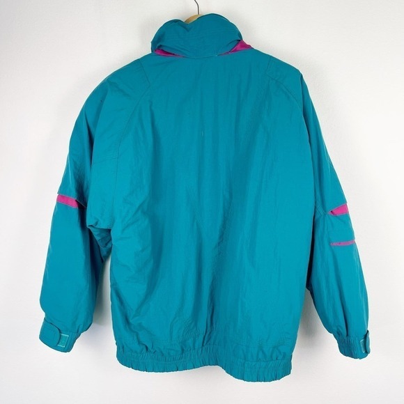 Vintage 80s London Towne Teal Pink Windbreaker Ski Jacket Lining Women's Medium - Picture 3 of 13